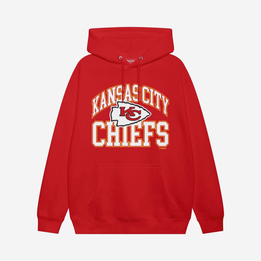 Kansas City Chiefs Arched Wordmark Hoodie FOCO Athletic Heather S - FOCO.com