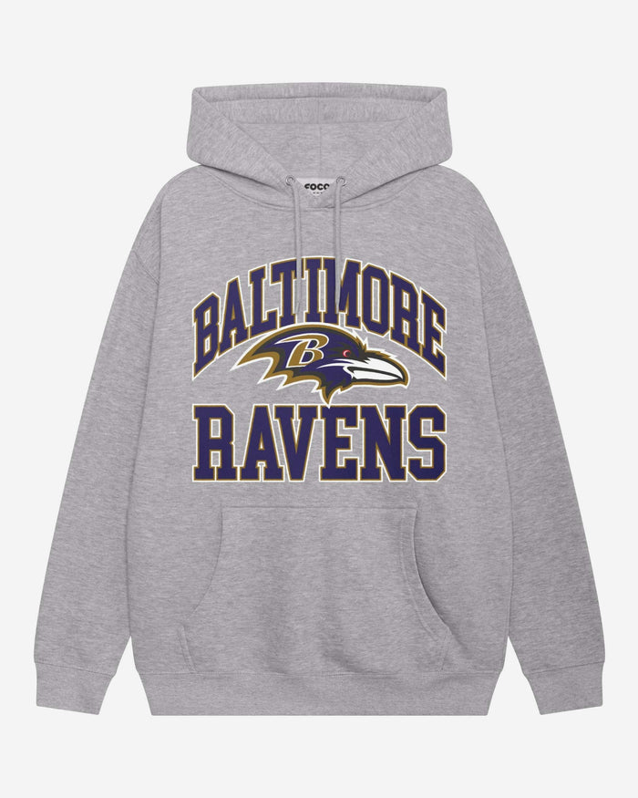 Baltimore Ravens Arched Wordmark Hoodie FOCO Athletic Heather S - FOCO.com
