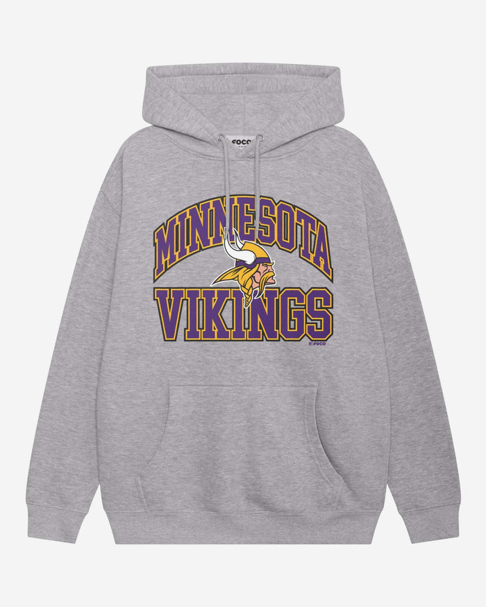 Minnesota Vikings Arched Wordmark Hoodie FOCO Athletic Heather S - FOCO.com