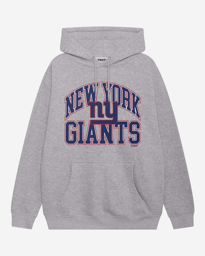 New York Giants Arched Wordmark Hoodie FOCO Athletic Heather S - FOCO.com