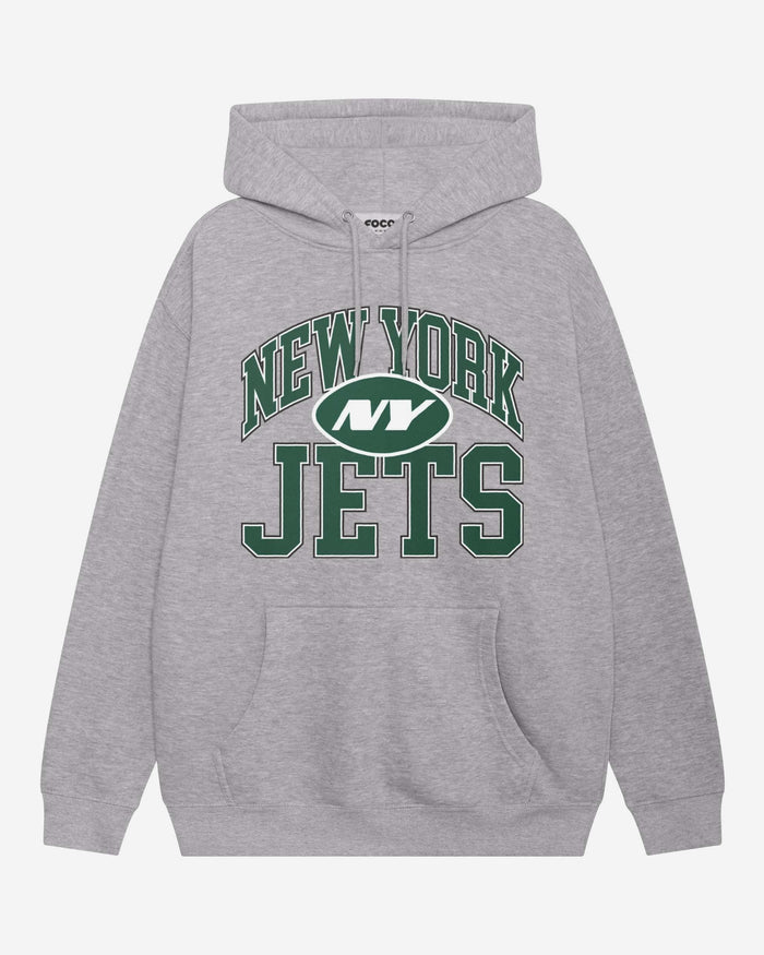 New York Jets Arched Wordmark Hoodie FOCO Athletic Heather S - FOCO.com