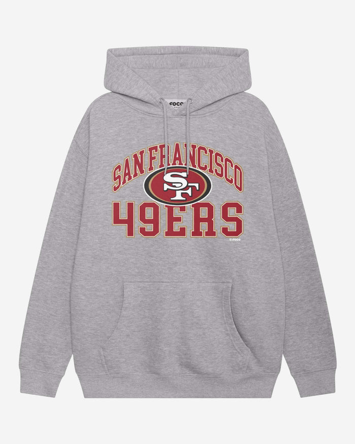 San Francisco 49ers Arched Wordmark Hoodie FOCO Athletic Heather S - FOCO.com