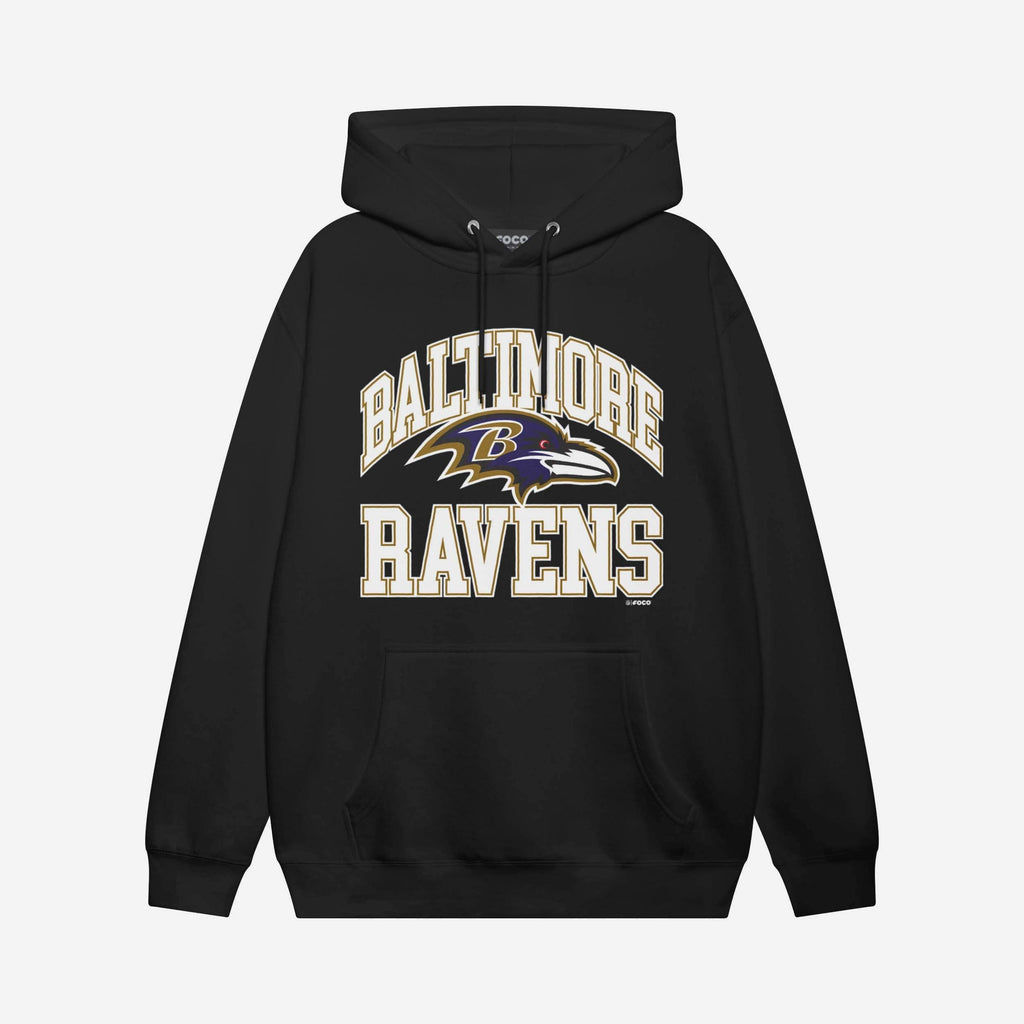 Baltimore Ravens Arched Wordmark Hoodie FOCO Athletic Heather S - FOCO.com