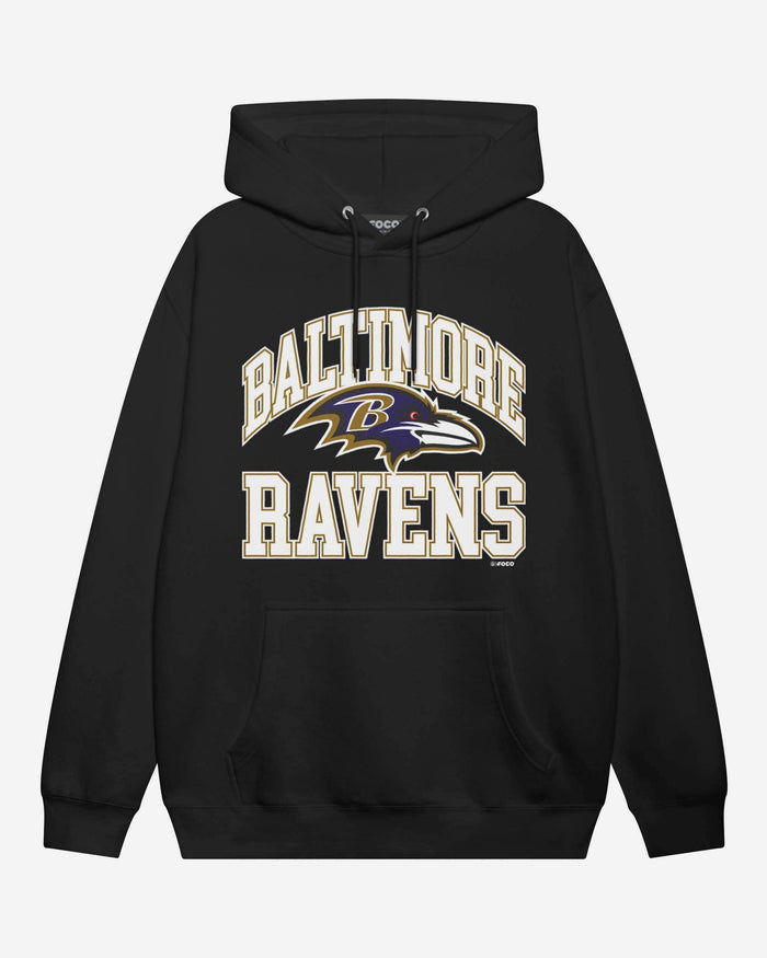 Baltimore Ravens Arched Wordmark Hoodie FOCO Athletic Heather S - FOCO.com