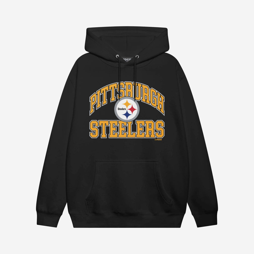 Pittsburgh Steelers Arched Wordmark Hoodie FOCO Athletic Heather S - FOCO.com