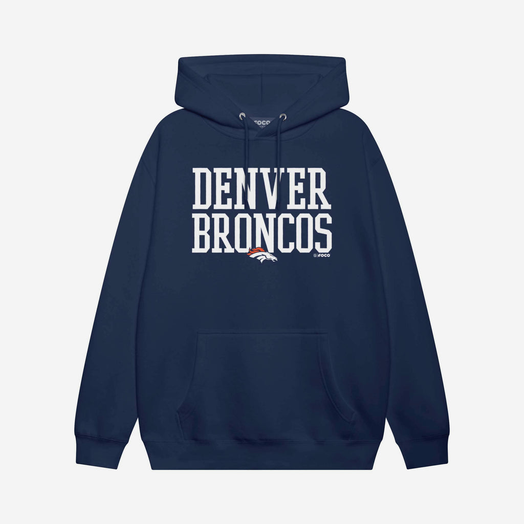 Denver Broncos Bold Wordmark Hoodie FOCO Athletic Heather S - FOCO.com