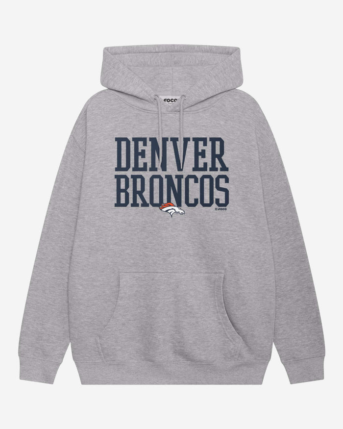 Denver Broncos Bold Wordmark Hoodie FOCO Athletic Heather S - FOCO.com