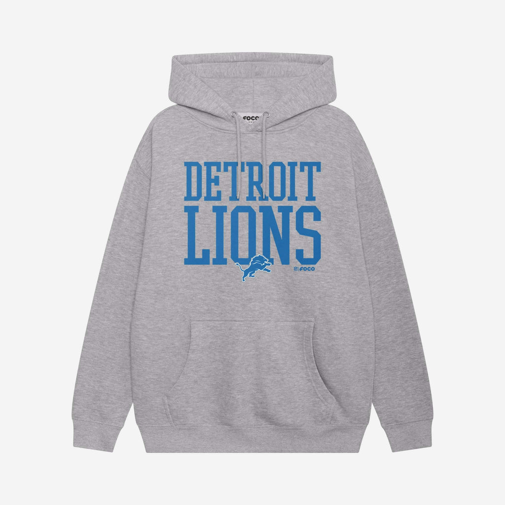 Detroit Lions Bold Wordmark Hoodie FOCO Athletic Heather S - FOCO.com