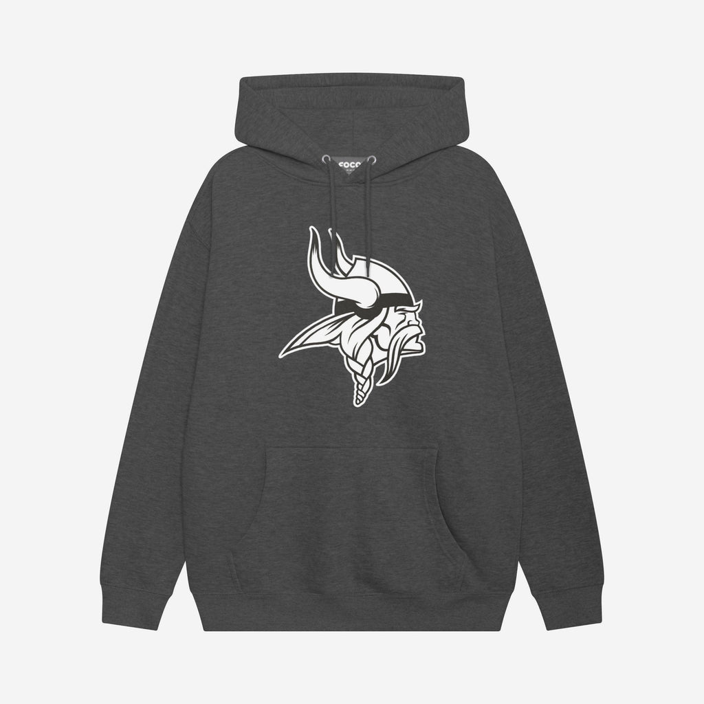Minnesota Vikings Black & White Primary Logo Hoodie FOCO S - FOCO.com