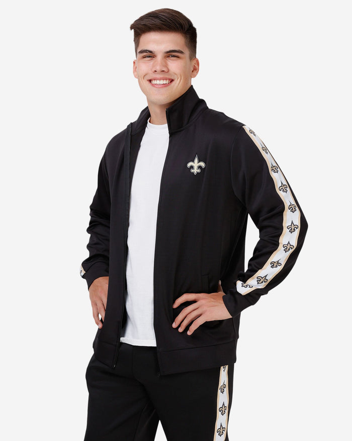 New Orleans Saints Stripe Logo Track Jacket FOCO - FOCO.com