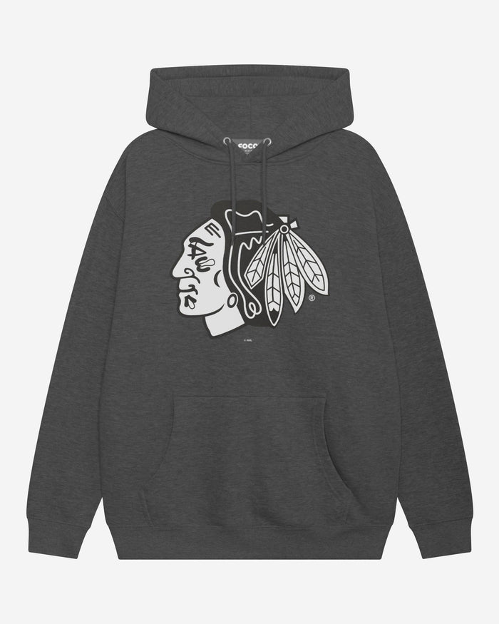 Chicago Blackhawks Black & White Primary Logo Hoodie FOCO S - FOCO.com