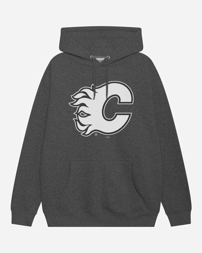 Calgary Flames Black & White Primary Logo Hoodie FOCO S - FOCO.com