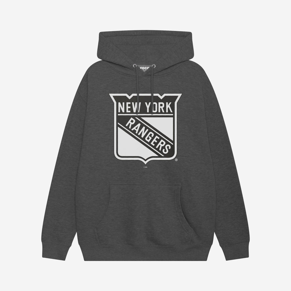 New York Rangers Black & White Primary Logo Hoodie FOCO S - FOCO.com