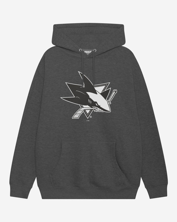 San Jose Sharks Black & White Primary Logo Hoodie FOCO S - FOCO.com