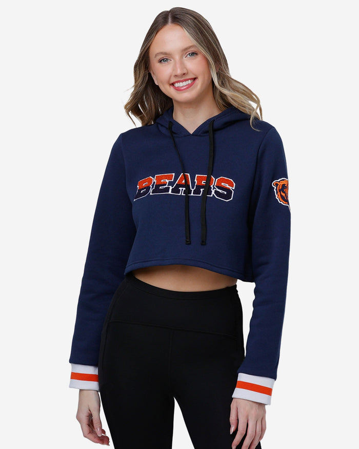 Chicago Bears Womens Cropped Chenille Hoodie FOCO S - FOCO.com