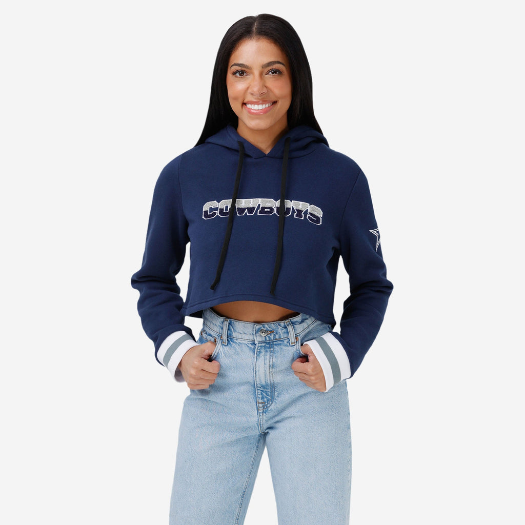 Dallas Cowboys Womens Cropped Chenille Hoodie FOCO S - FOCO.com