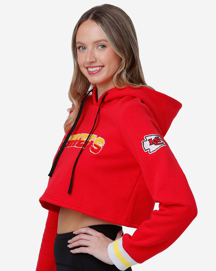 Kansas City Chiefs Womens Cropped Chenille Hoodie FOCO - FOCO.com