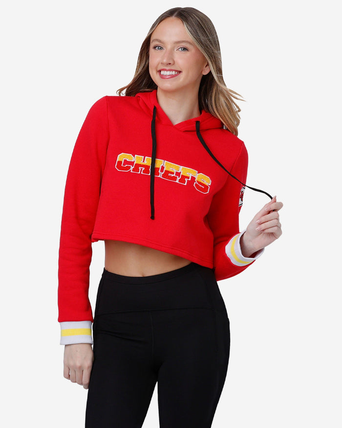 Kansas City Chiefs Womens Cropped Chenille Hoodie FOCO S - FOCO.com