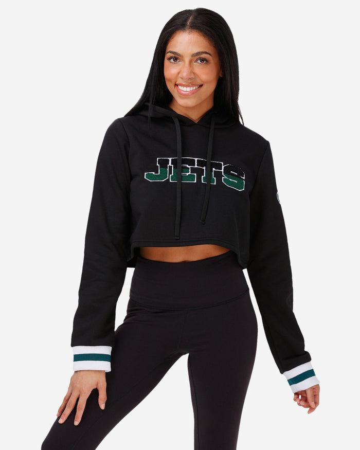 New York Jets Womens Cropped Chenille Hoodie FOCO S - FOCO.com