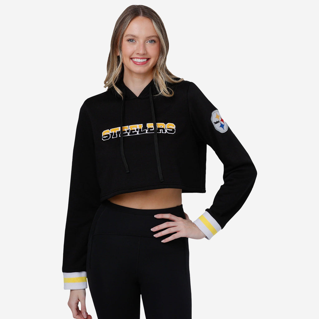 Pittsburgh Steelers Womens Cropped Chenille Hoodie FOCO S - FOCO.com