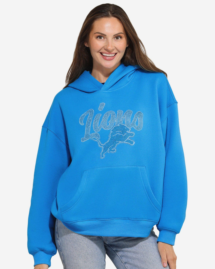 Detroit Lions Womens Rhinestone Logo Oversized Hoodie FOCO S - FOCO.com
