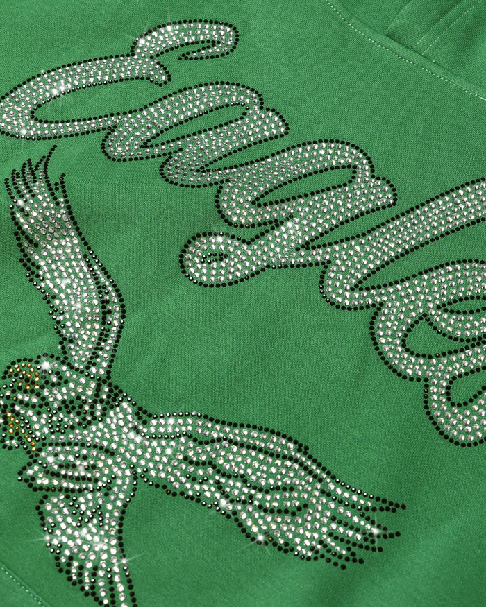 Philadelphia Eagles Womens Kelly Green Rhinestone Logo Oversized Hoodie FOCO S - FOCO.com