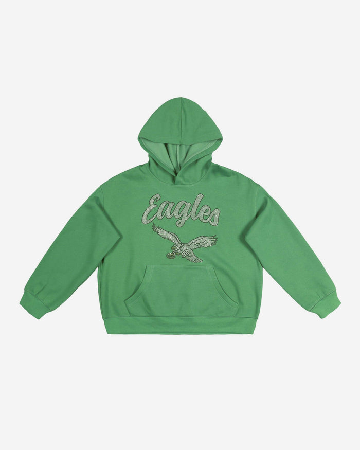 Philadelphia Eagles Womens Kelly Green Rhinestone Logo Oversized Hoodie FOCO S - FOCO.com