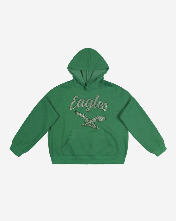 Philadelphia Eagles Womens Kelly Green Rhinestone Logo Oversized Hoodie FOCO S - FOCO.com