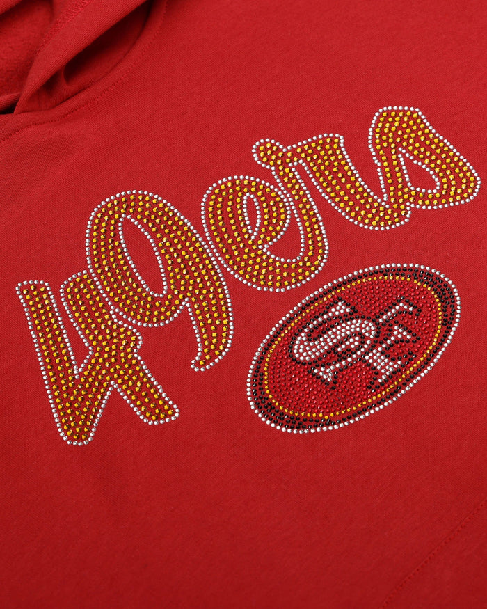 San Francisco 49ers Womens Rhinestone Logo Oversized Hoodie