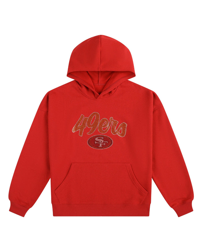 San Francisco 49ers Womens Rhinestone Logo Oversized Hoodie