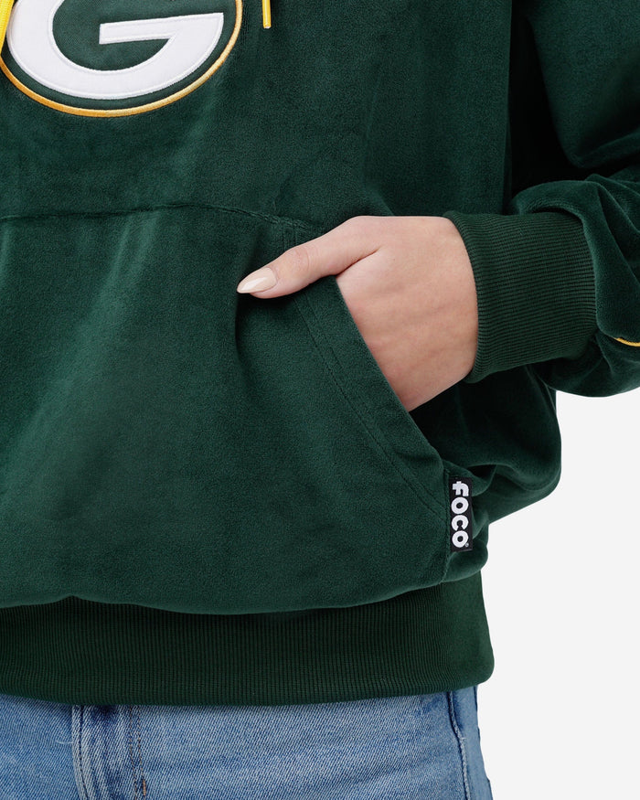 Green Bay Packers Womens Velour Hooded Sweatshirt FOCO - FOCO.com