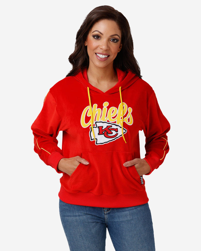 Kansas City Chiefs Womens Velour Hooded Sweatshirt FOCO S - FOCO.com