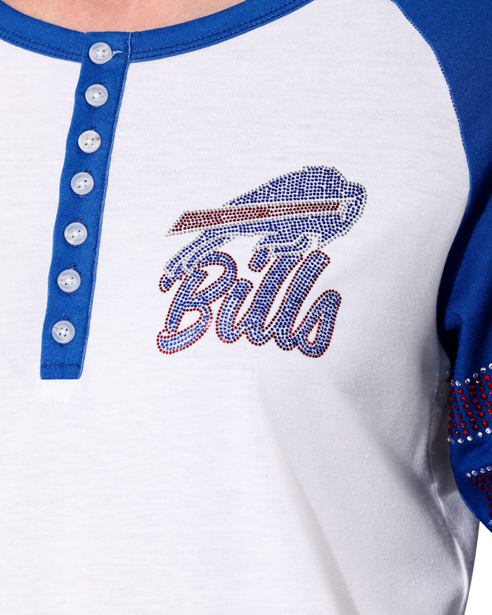 Buffalo Bills Rhinestone Long Sleeve Henley FOCO S - FOCO.com