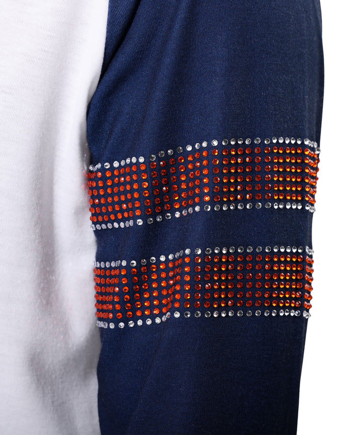 Chicago Bears Rhinestone Long Sleeve Henley FOCO S - FOCO.com