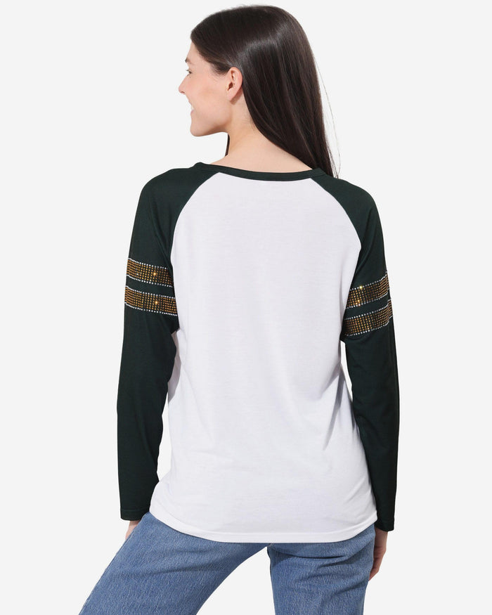 Green Bay Packers Rhinestone Long Sleeve Henley FOCO S - FOCO.com