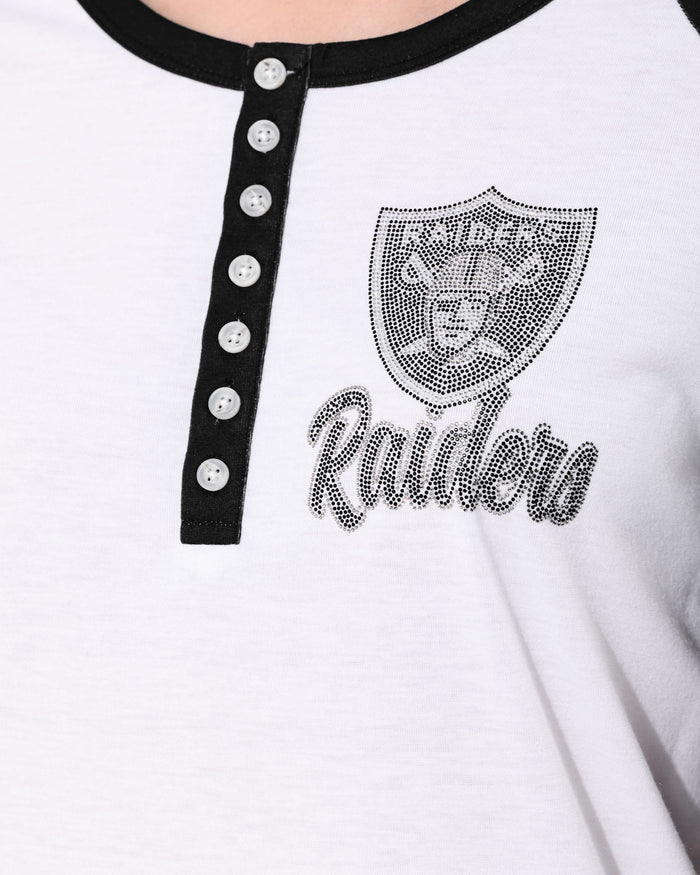 Las Vegas Raiders Rhinestone Long Sleeve Henley FOCO S - FOCO.com