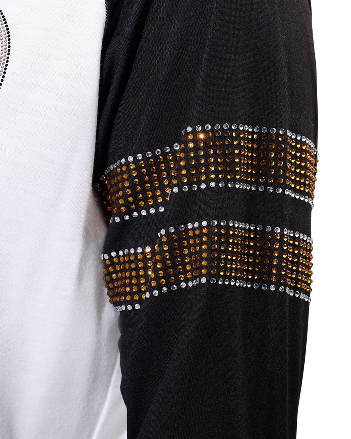 Pittsburgh Steelers Rhinestone Long Sleeve Henley FOCO S - FOCO.com