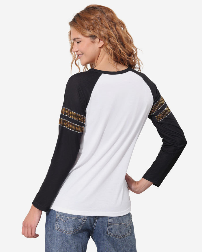 Pittsburgh Steelers Rhinestone Long Sleeve Henley FOCO S - FOCO.com