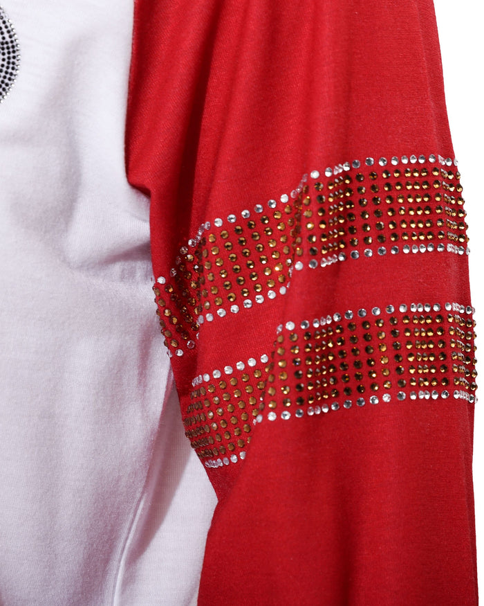 San Francisco 49ers Rhinestone Long Sleeve Henley FOCO S - FOCO.com