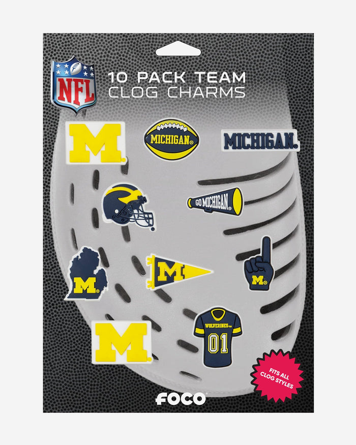 Michigan Wolverines 10 Pack Team Clog Charms FOCO - FOCO.com
