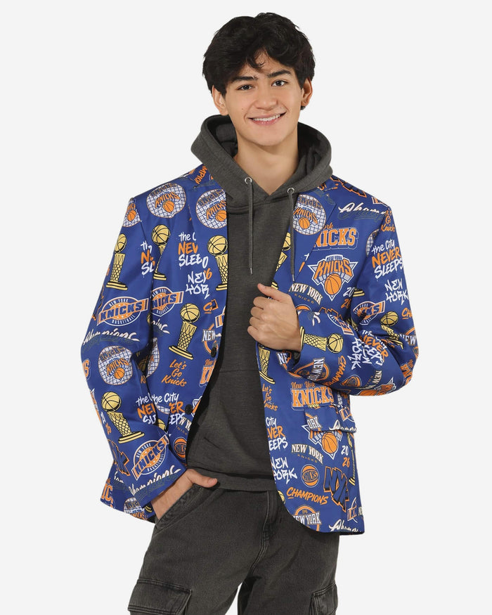 New York Knicks 2026 NBA Champions Banner Toss Print Gameday Suit Jacket FOCO 46 - FOCO.com