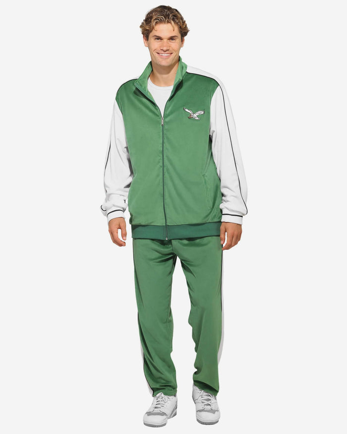 Philadelphia Eagles Kelly Green Two Tone Velour Zip Up Top FOCO S - FOCO.com
