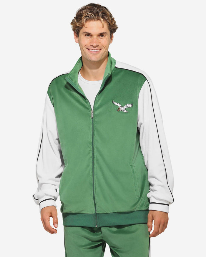 Philadelphia Eagles Kelly Green Two Tone Velour Zip Up Top FOCO S - FOCO.com