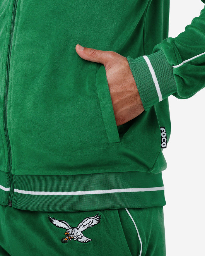Philadelphia Eagles Kelly Green Velour Zip Up Top FOCO S - FOCO.com