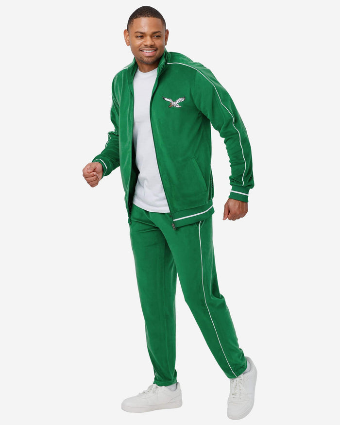 Philadelphia Eagles Kelly Green Velour Zip Up Top FOCO S - FOCO.com