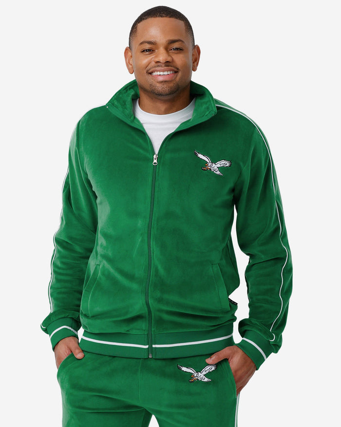 Philadelphia Eagles Kelly Green Velour Zip Up Top FOCO S - FOCO.com
