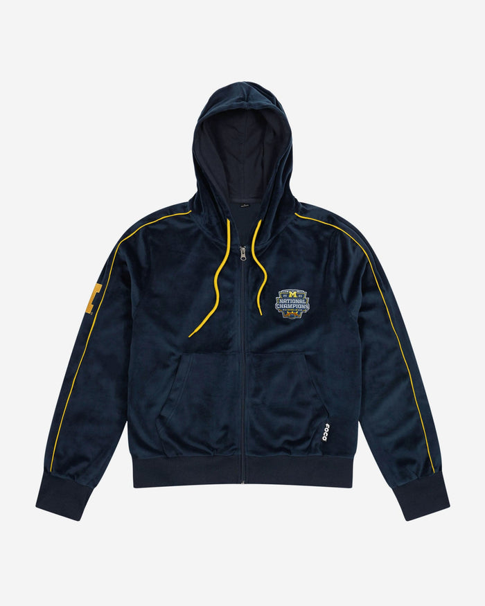 Michigan Wolverines 2023 Football National Champions Womens Velour Zip Up Top FOCO - FOCO.com