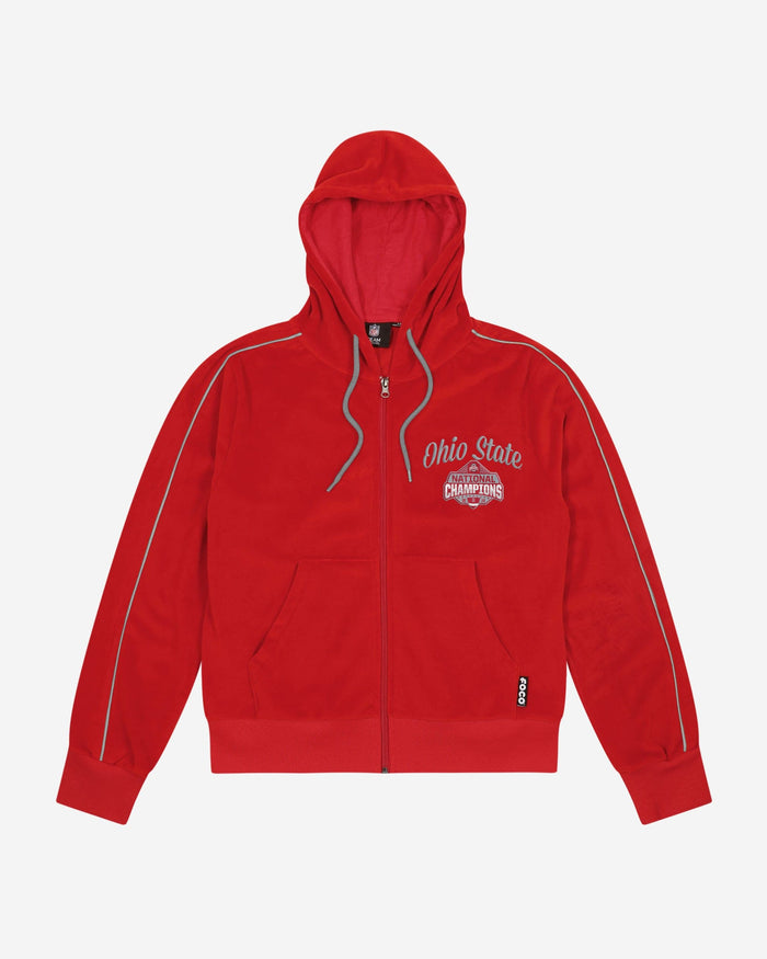 Ohio State Buckeyes 2024 Football National Champions Womens Velour Zip Up Top FOCO - FOCO.com