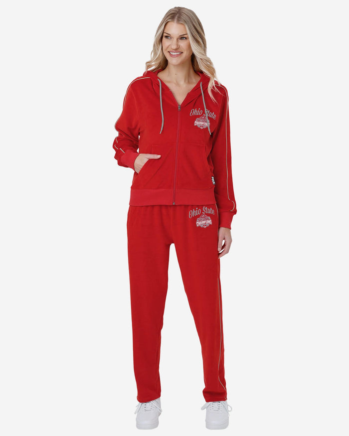 Ohio State Buckeyes 2024 Football National Champions Womens Velour Zip Up Top FOCO - FOCO.com