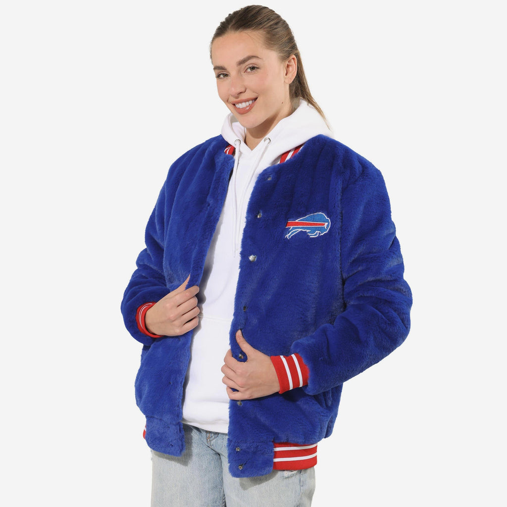 Buffalo Bills Womens Oversized Faux Fur Bomber Jacket FOCO S - FOCO.com